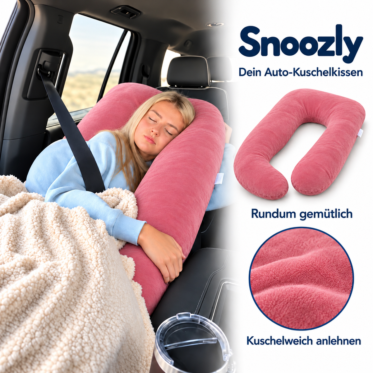 Snoozly – Dein Auto-Kuschelkissen